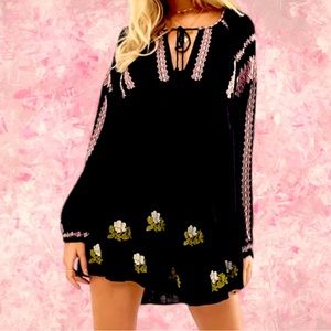 Oversized Free People “Wild Horses” Embroidered Mini Dress / Top